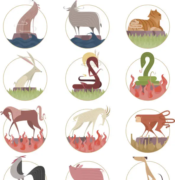 Vector illustration of Chinese zodiac