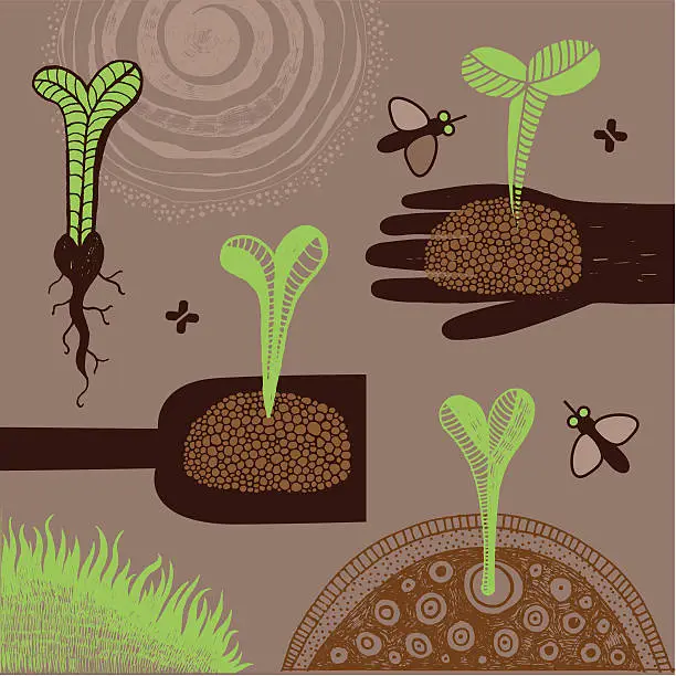 Vector illustration of Young plants