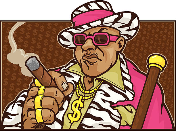 Big Pimp "This Pimp character was created with separate parts. Head, Body and background." pimp stock illustrations
