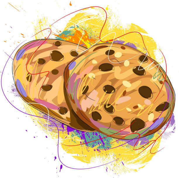 Tasty cookies Tasty cookies, all elements are in separate layers and grouped, created as very artistic painterly style. Please visit my portfolio for more options. Please see More related images in these lightboxes: chocolate chip cookie drawing stock illustrations
