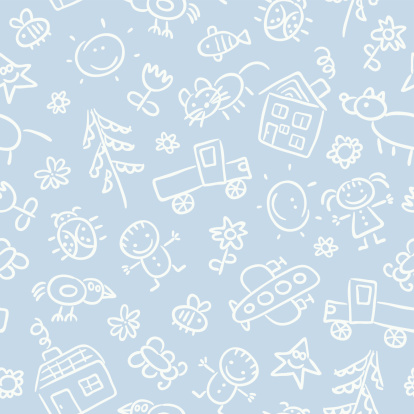 A seamless pattern with child's drawings.