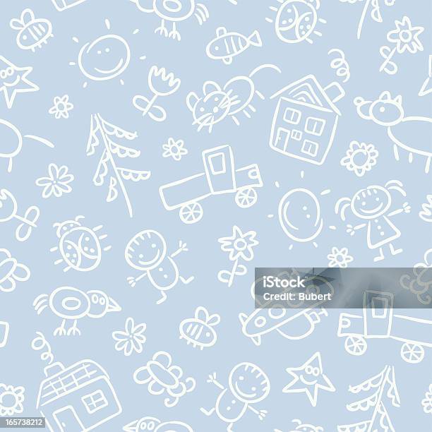 Childs Drawing Pattern Stock Illustration - Download Image Now - Child, Backgrounds, Pattern