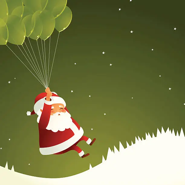 Vector illustration of Flying Santa