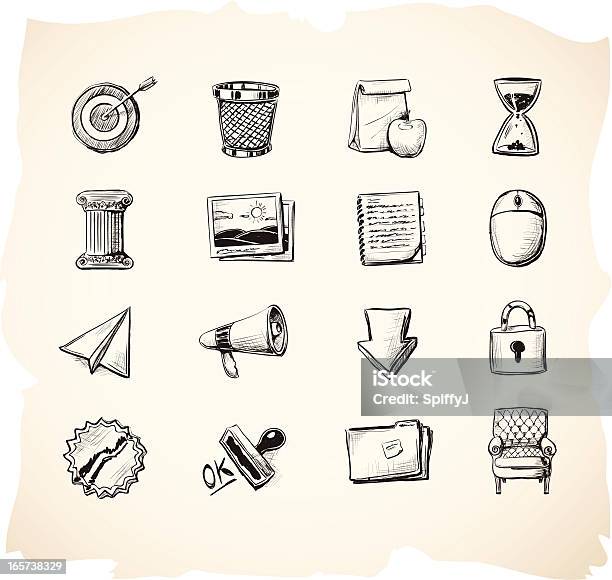 Business And Office Sketch Icons 3 Stock Illustration - Download Image Now - Sketch, Photograph, Time