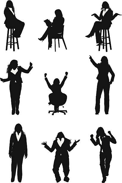illustrations, cliparts, dessins animés et icônes de palpitante et heureux femmes - business person silhouette back lit business