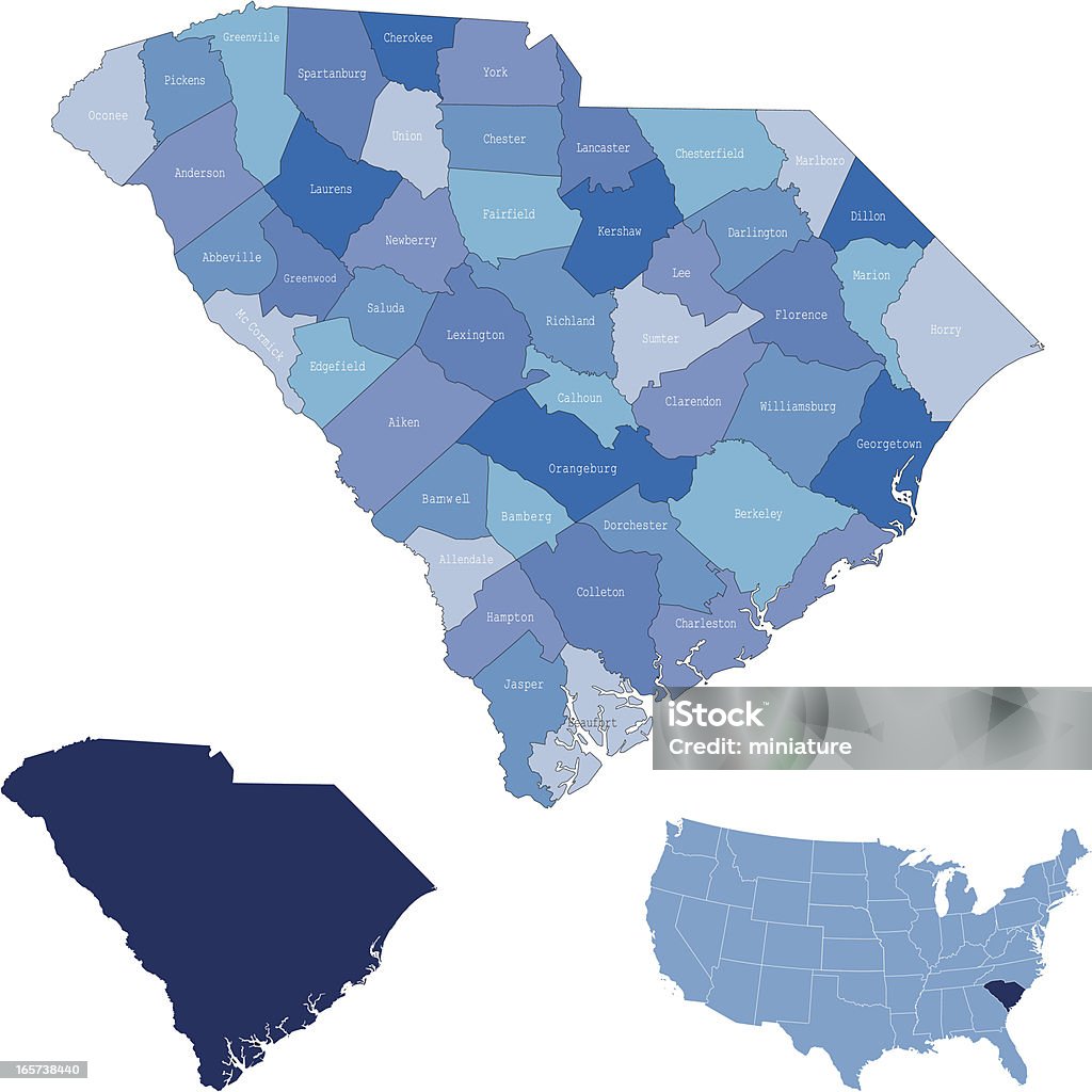 Южная Каролина & стран карта - Векторная графика Без людей роялти-фри