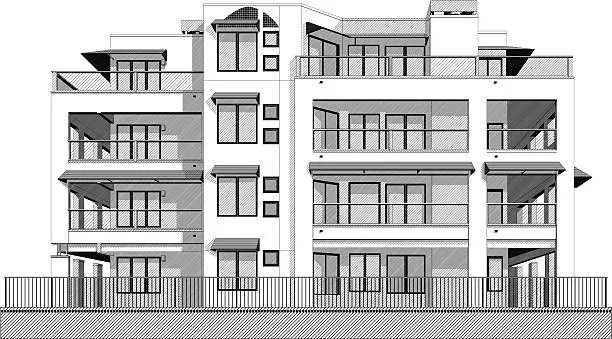 Vector illustration of Swanky condo apartment building