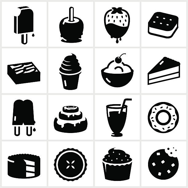 illustrations, cliparts, dessins animés et icônes de icônes des desserts et des sucreries - cupcake chocolate icing candy