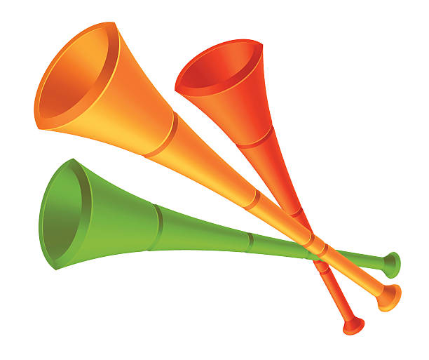 illustrazioni stock, clip art, cartoni animati e icone di tendenza di tre vuvuzelas - vuvuzela