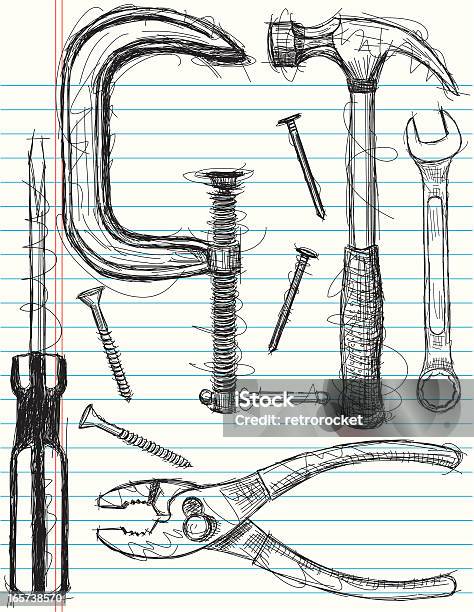 Construction Tool Sketches Stock Illustration - Download Image Now - Vise Grip, Hammer, Abstract