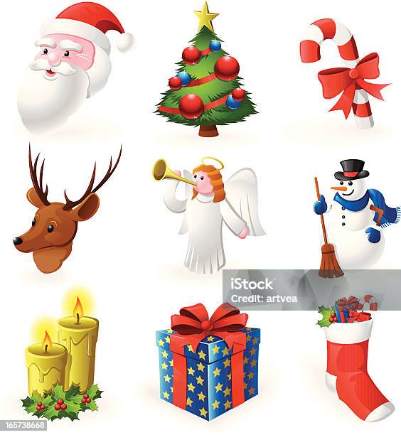 Weihnachtsseticon Stock Vektor Art und mehr Bilder von Dreidimensional - Dreidimensional, Weihnachten, Engel