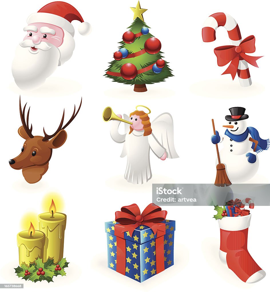 Ensemble d'icônes de Noël - clipart vectoriel de Forme tridimensionnelle libre de droits