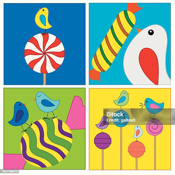 Birds С Конфеты — стоковая векторная графика и другие изображения на тему Близко к - Близко к, Близость, Бок о бок