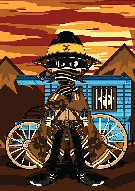 Vector illustration of Outlaw Gunslinger Skull Cowboy