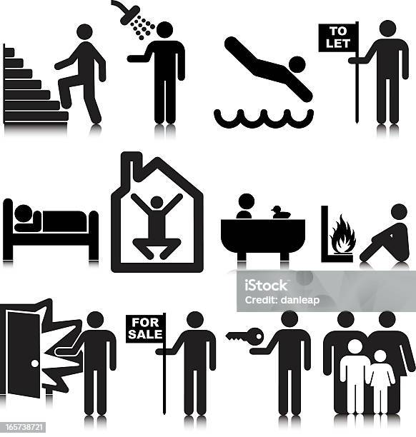 Real Estate Icons Standard Stock Illustration - Download Image Now - Black And White, Vitality, Bathtub