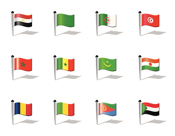 flagi świata: afryka północna - state of eritrea stock illustrations