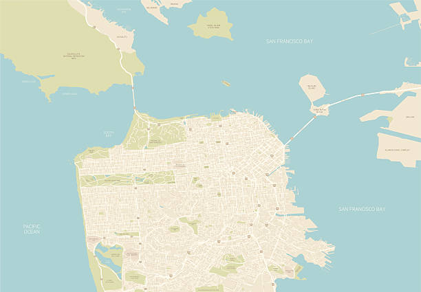 샌프란시시코 지도 - map san francisco bay area california cartography stock illustrations