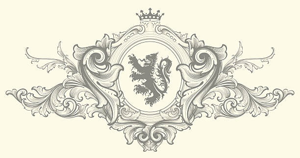 barokowy królewskość herb - coat of arms illustrations stock illustrations