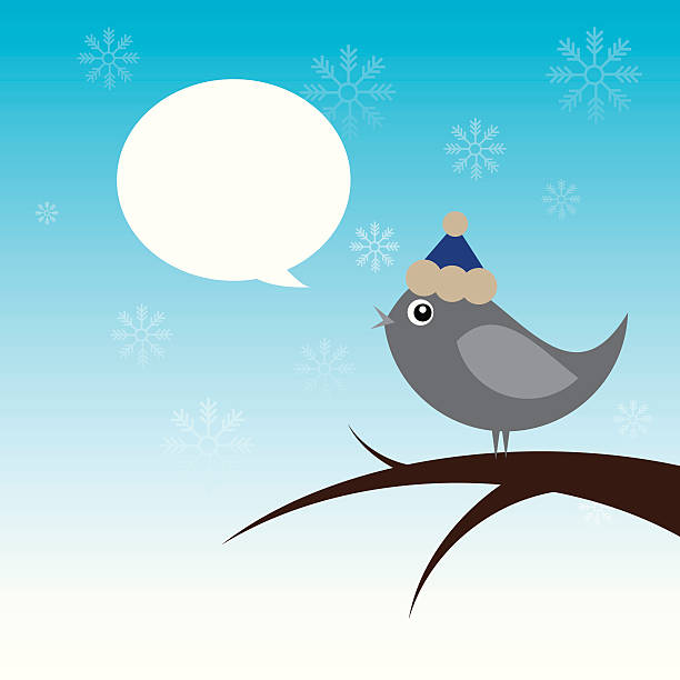 Speaking Bird in the Winter vector art illustration