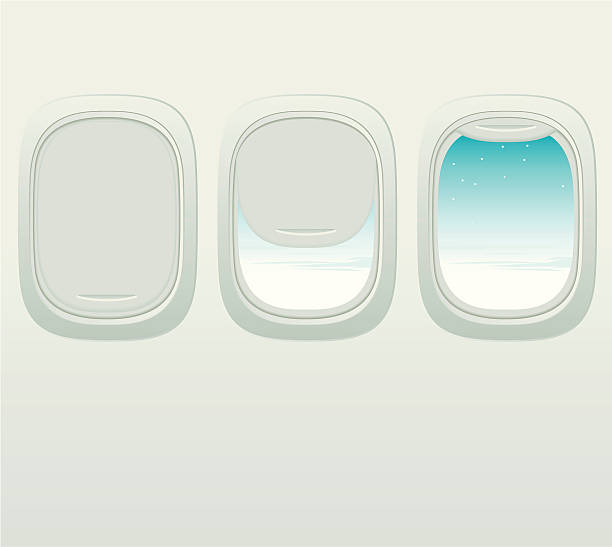 Aircraft Window Aircraft window with a view of sky. Zip contains AI and PDF formats. progress window stock illustrations