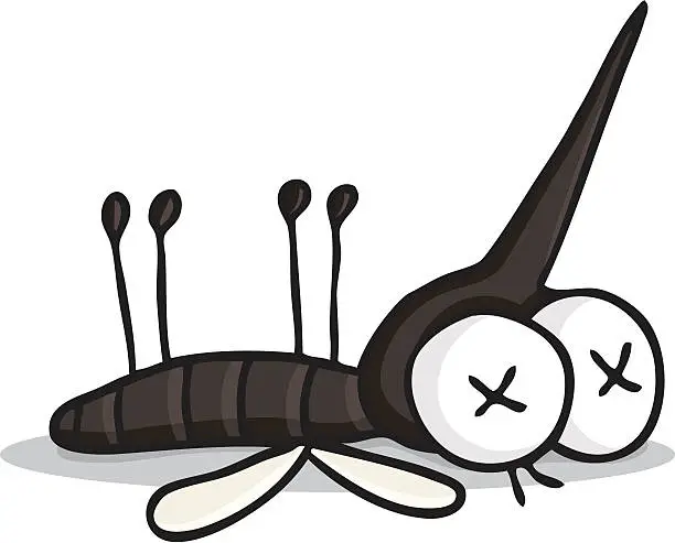 Vector illustration of cartoon / dead mosquito