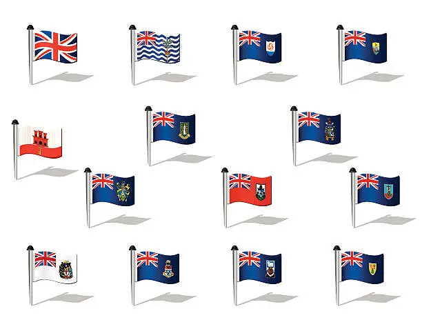 Vector illustration of World Flags: British Territories Overseas
