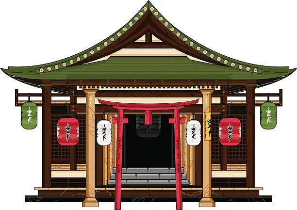 Vector illustration of Ancient Japanese Temple