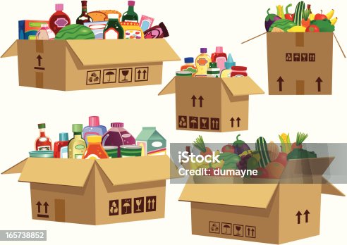 istock Grocery goods in cardboard boxes 165738852