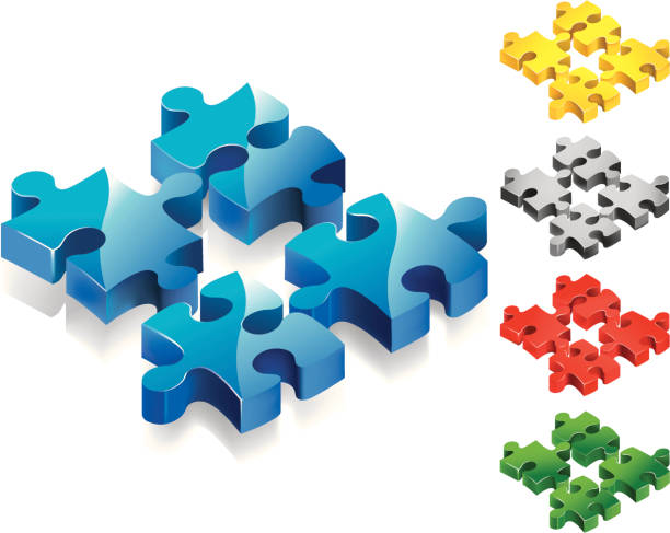 ilustraciones, imágenes clip art, dibujos animados e iconos de stock de rompecabezas - portion blue jigsaw puzzle puzzle