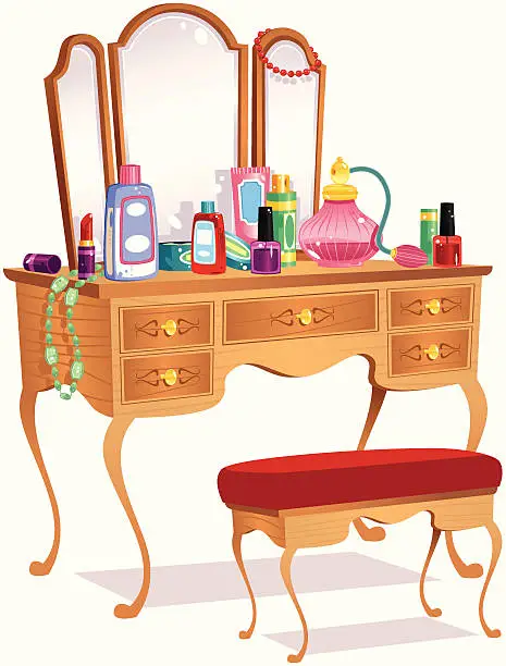 Vector illustration of Vanity table and mirrors