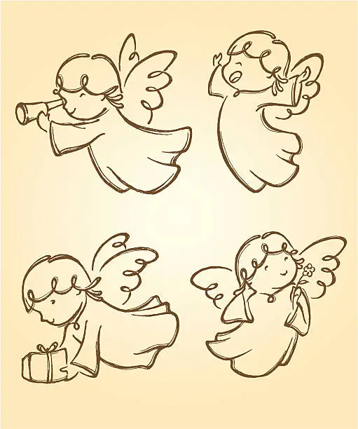 Vector illustration of Cute Angels Set 2