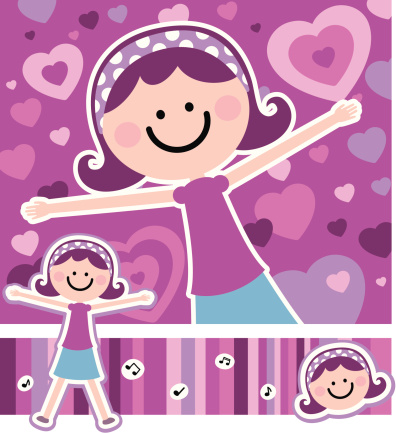 Vector illustration - Design Elements For Happy Mother's Day: Giving Mom A Hug.