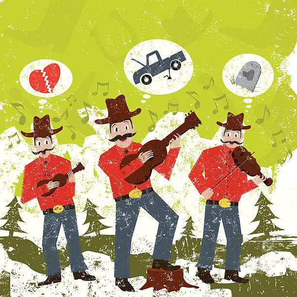Vector illustration of Country and Western music singers