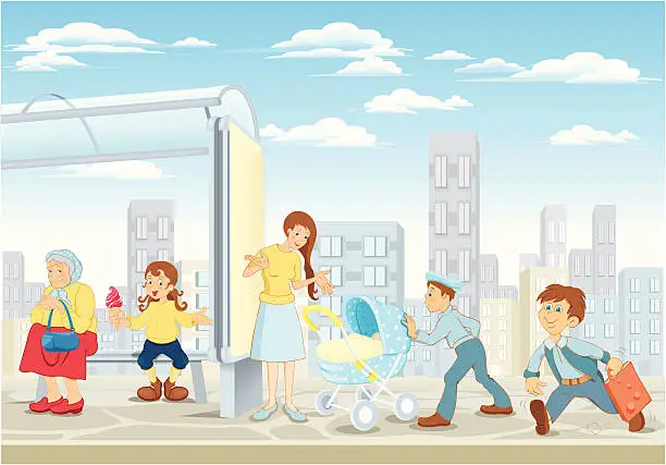 Vector illustration of bus stop