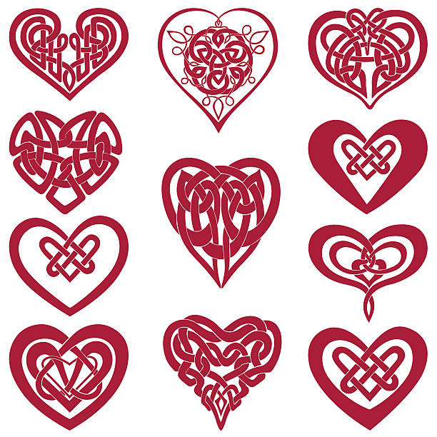 Celtic knot hearts Set of celtic knot hearts. Vector icon set. celtic knot heart stock illustrations