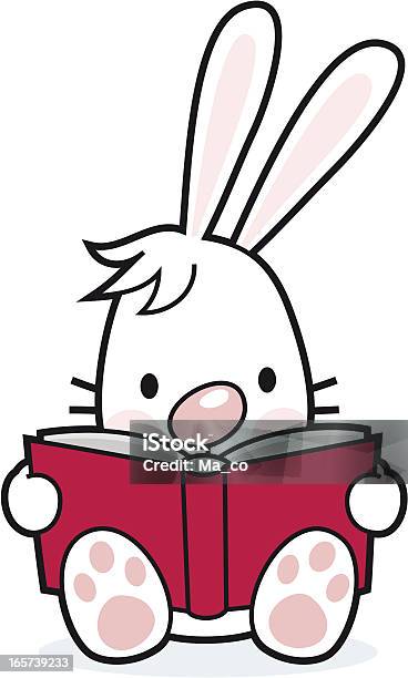 Comicreading Kaninchen Mit Buchen Stock Vektor Art und mehr Bilder von Lesen - Lesen, Buch, Osterhase