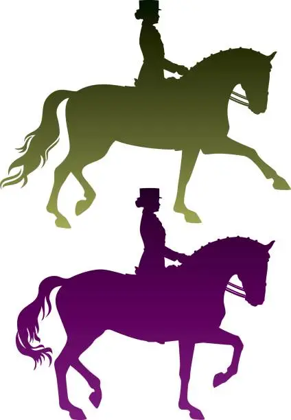 Vector illustration of Dressage Rider Silhouettes