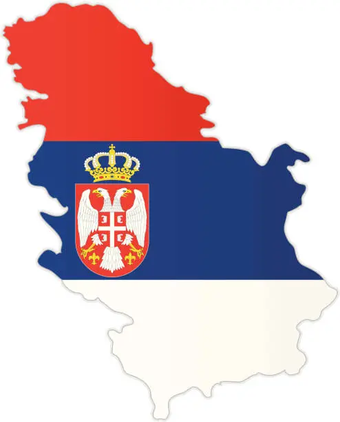 Vector illustration of Serbia map with flag