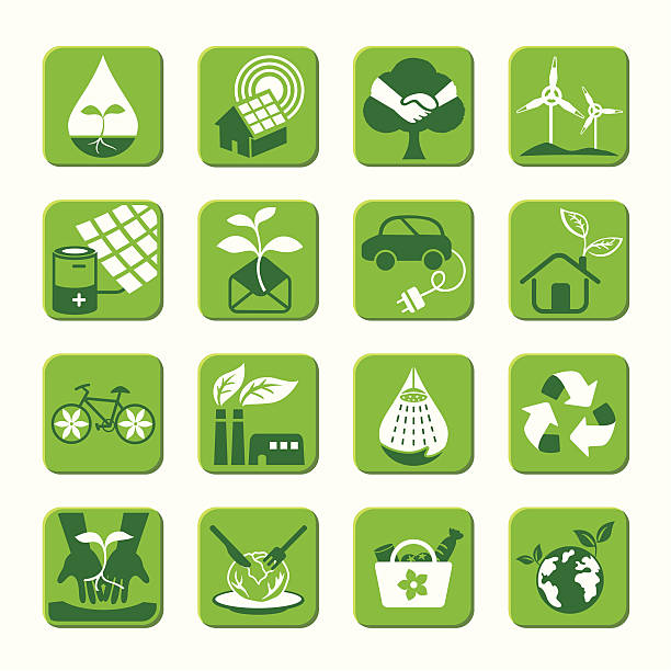 green icons vector art illustration