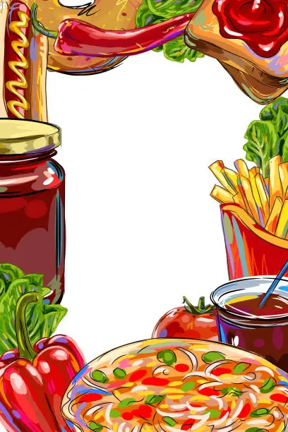 Vector illustration of Fresh Food Frame