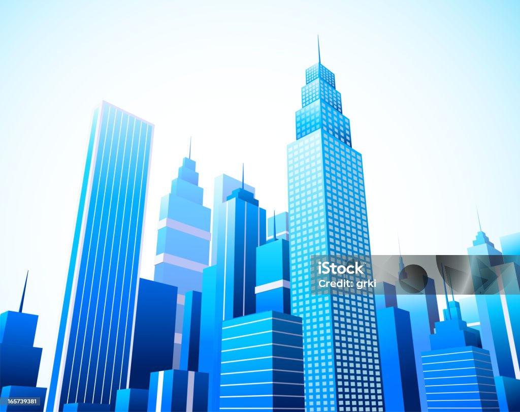 A busy city with beautiful building and sky scrapers Vector illustration of downtown district. Skyscraper stock vector