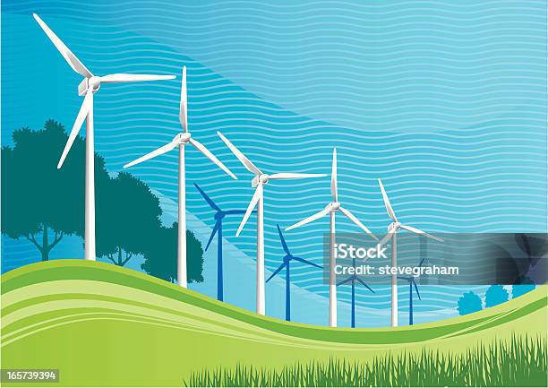 Windkraftanlagen Stock Vektor Art und mehr Bilder von Windkraftanlage - Windkraftanlage, Illustration, Ausrüstung und Geräte