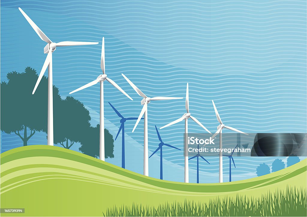 Turbinas eólicas do - Vetor de Turbina Eólica royalty-free
