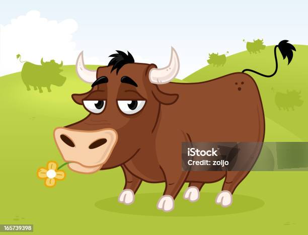 Bull Sur La Colline Vecteurs libres de droits et plus d'images vectorielles de Boeuf sauvage - Boeuf sauvage, Cartoon, Colline