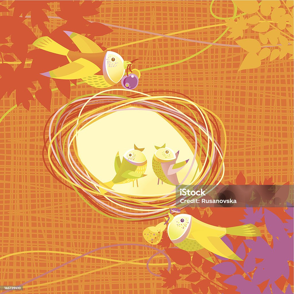 Jesień ptaków rodziny - Grafika wektorowa royalty-free (Grafika wektorowa)