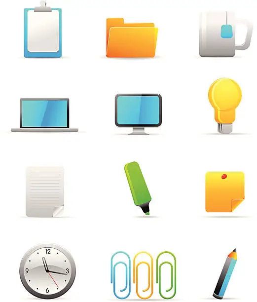 Vector illustration of Office accessories icons
