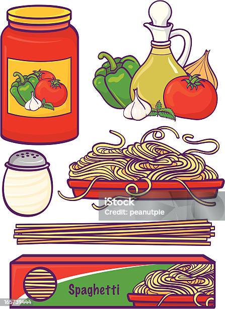 Ilustración de Spaghetti De y más Vectores Libres de Derechos de Pasta - Pasta, Pote, Salsa de acompañamiento