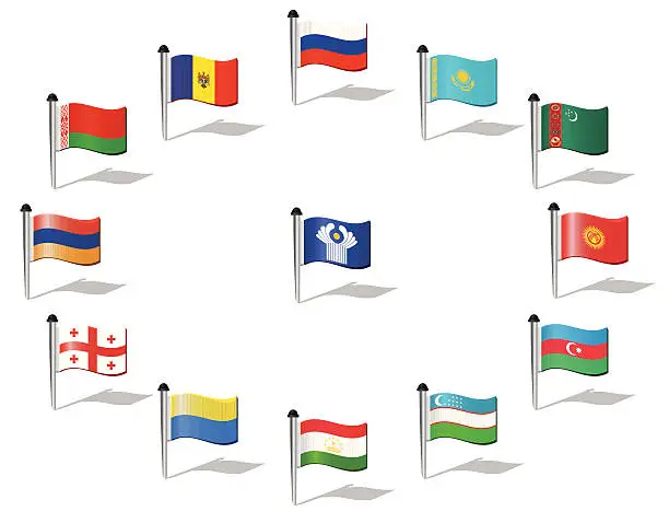 Vector illustration of World Flags: Commonwealth of Independent States (CIS)