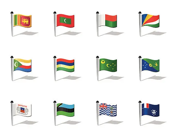 Vector illustration of World Flags: Indian Ocean States