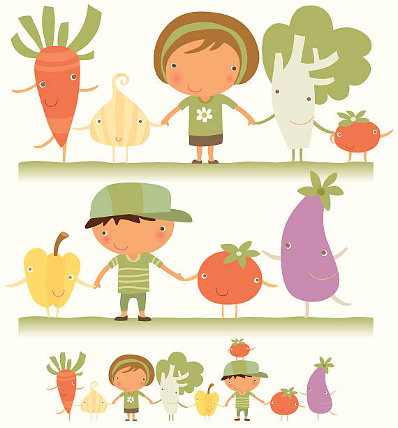 We love vegetable vector art illustration